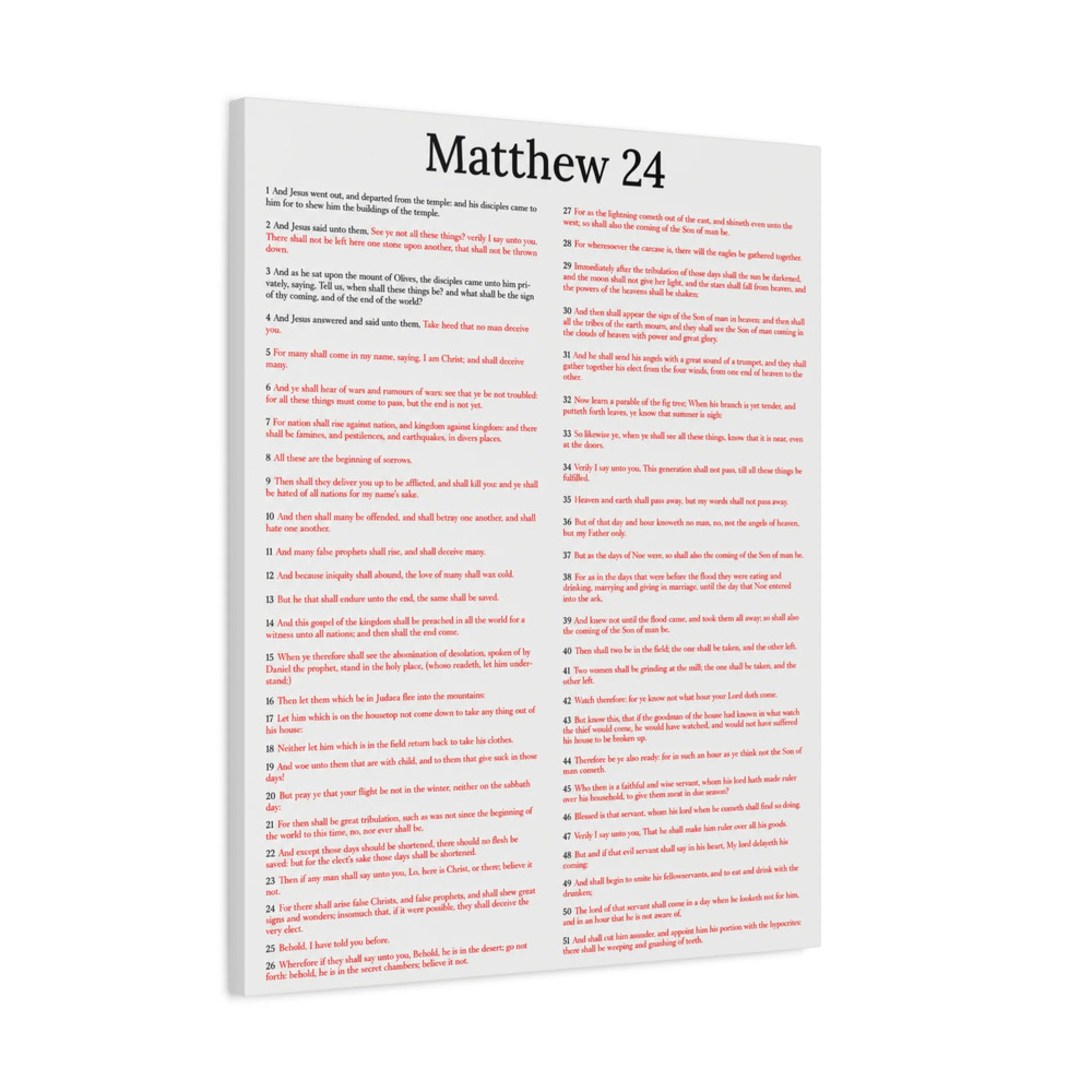 Scripture Walls Christ Words in Red Matthew 24 Chapter Print Ready to Hang
